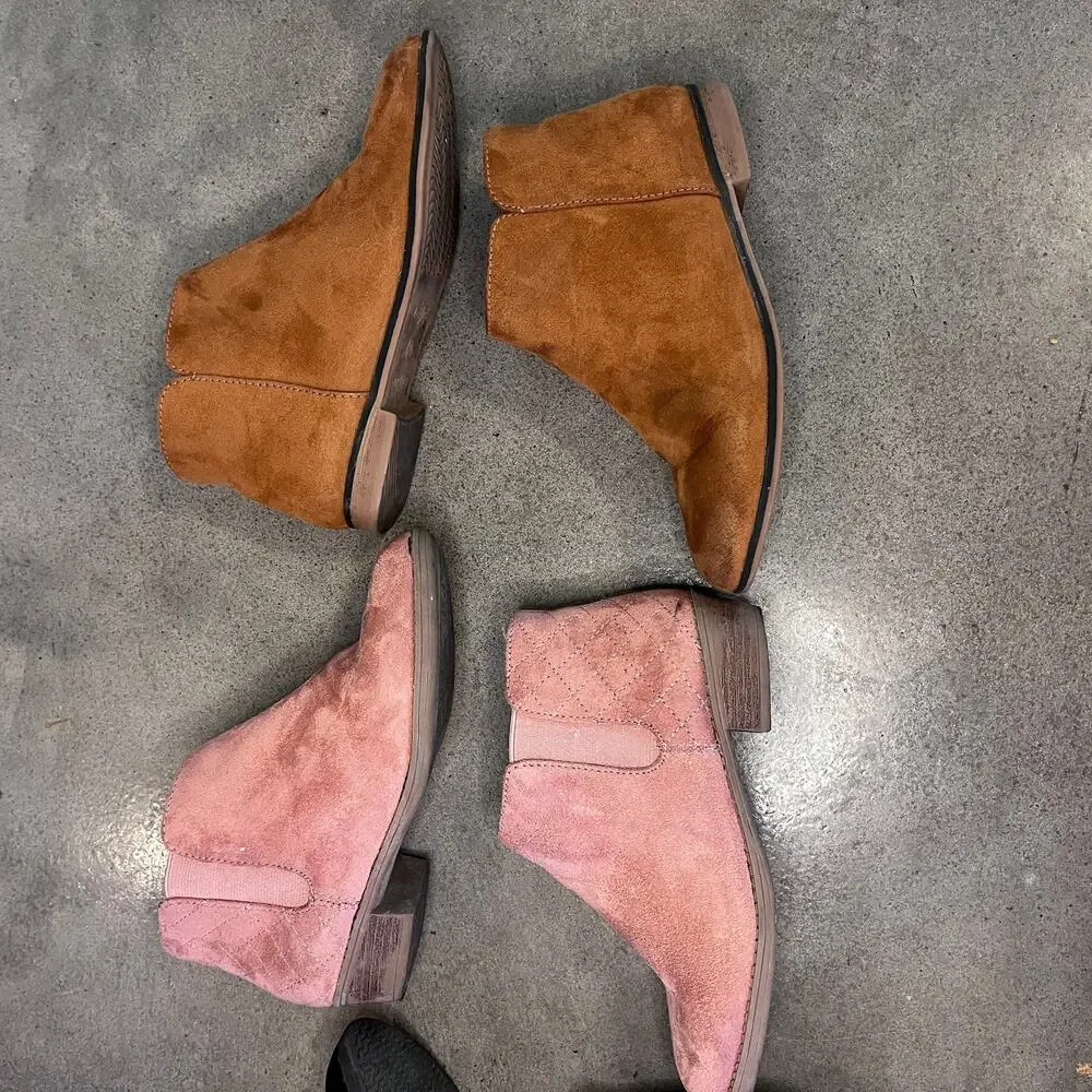 Cat & Jack brown pink Wonder Nation black suede boots bundle girls size 2